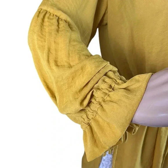 H&M  puffed sleeve hi lo tunic,peasant,boho, sz 6,  cut out,deep v,Pheobie - Picture 8 of 16